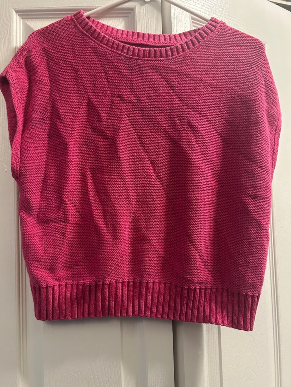 LOFT Fuchsia Pink Knit Short Sleeve Sweater Vest